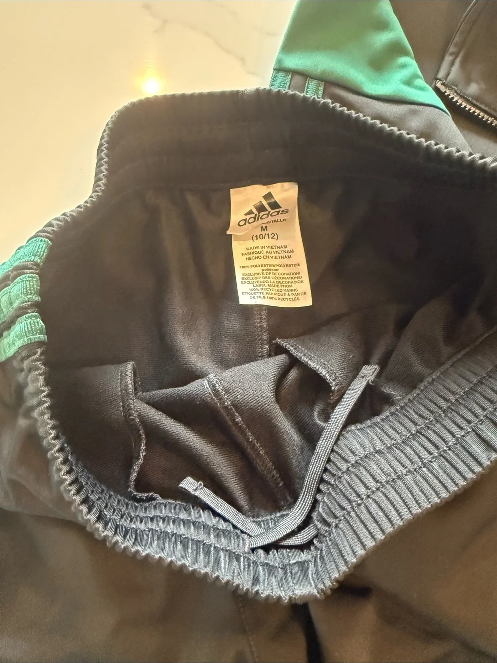adidas Kids Black Jacket with Green Accents